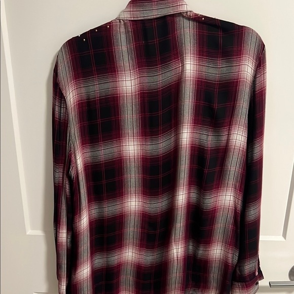 Express women’s Plaid Shirt - maroon and gray/white - Picture 9 of 10